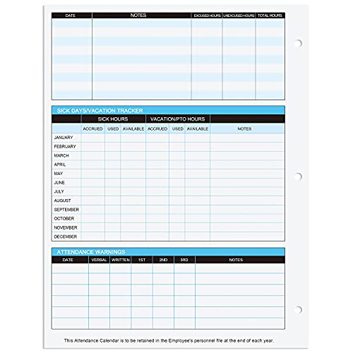 FENTASY 2026 Attendance Calendar Work Tracker Attendance Calendar Cards - 8.5 X 11 Cardstock/Pack of 50 Sheets - Image 3