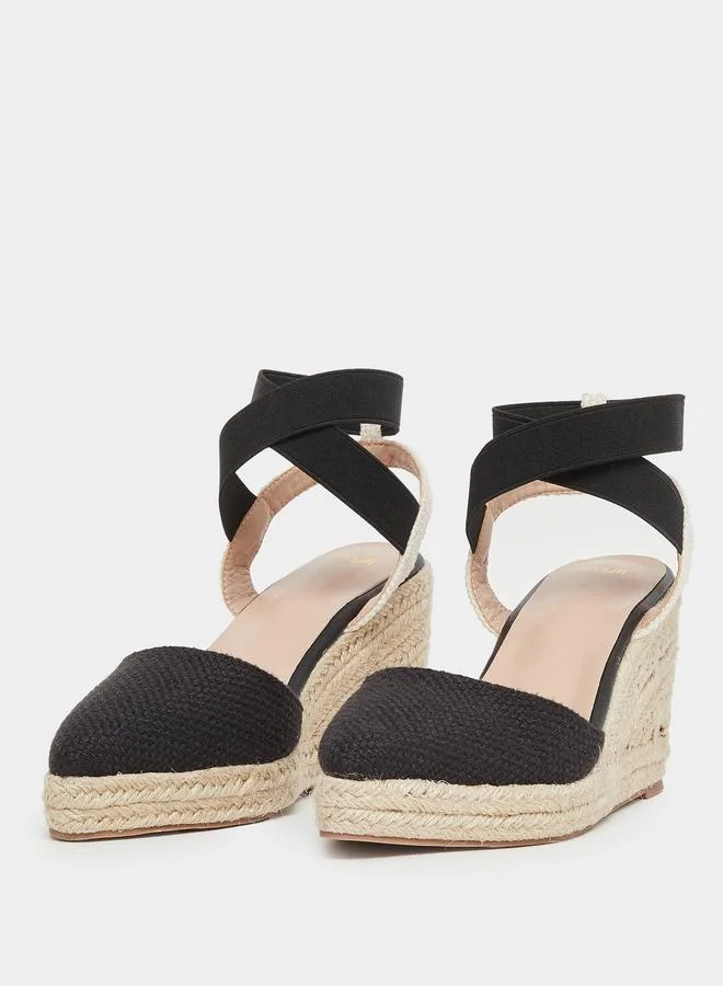 ستايلي Styli Elasticated Strap Espadrille Wedge Sandals