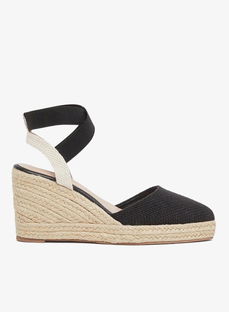 Styli Elasticated Strap Espadrille Wedge Sandals - Image 1