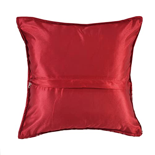 FRESH FROM LOOM 500 Tc Jacquard Soft Velvet Cushion Covers | Hypo-Allergenic | Washable | Non-Fade Diwan Sofa Pillow Covers for Home (Size - 16 X16 Inch, Color - Maroon) - Set of 5pc, 240 Tc - Image 5