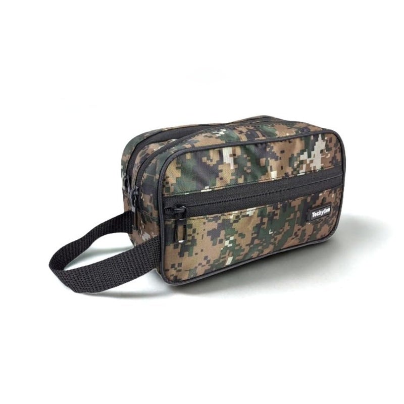 Techbee TECHYBEE Travel Polyester Toiletry Bag for Men & Women, Travel Pouch for Toiletries Shaving Kit & Cosmetics, Water Resistance Pouch for Travel Accessories (Militry Green) - Image 1