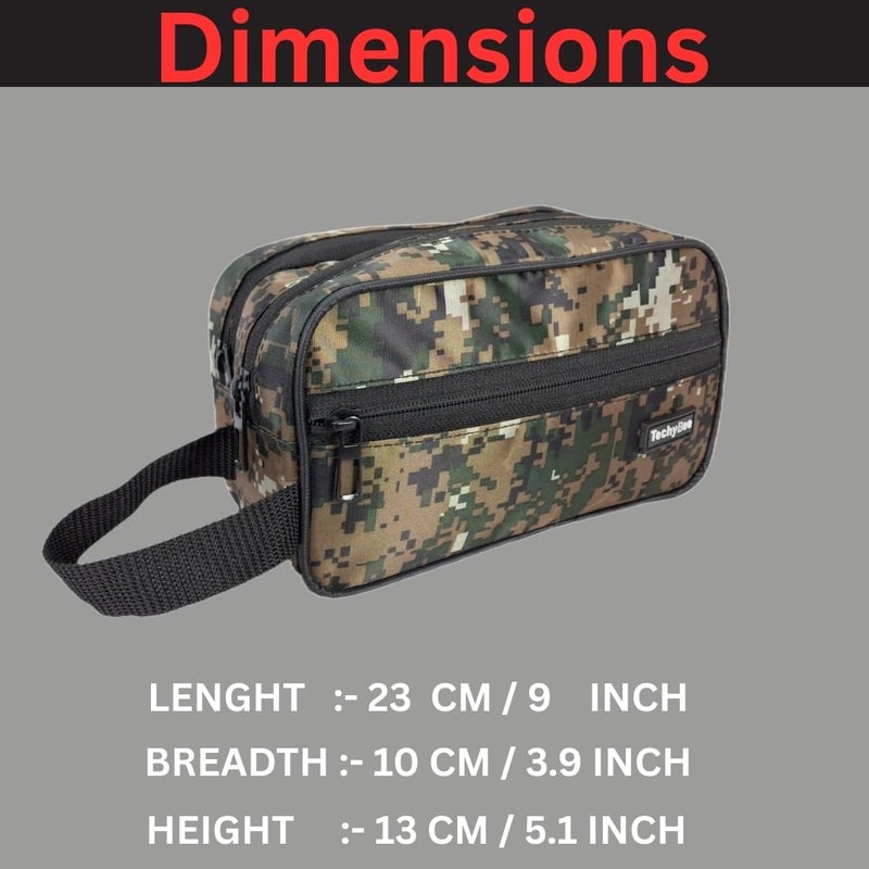 Techbee TECHYBEE Travel Polyester Toiletry Bag for Men & Women, Travel Pouch for Toiletries Shaving Kit & Cosmetics, Water Resistance Pouch for Travel Accessories (Militry Green) - Image 5