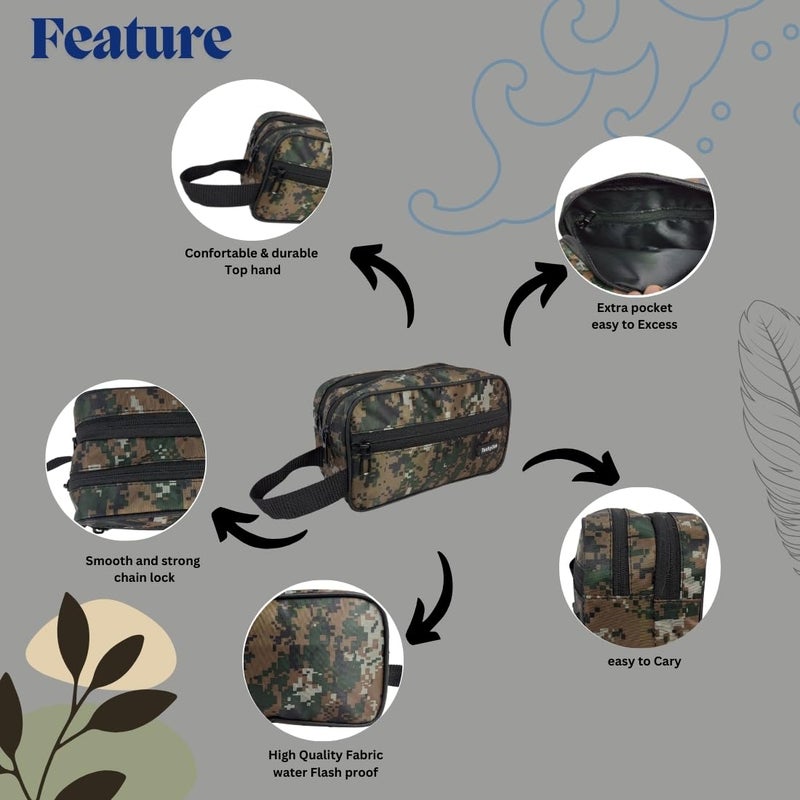 Techbee TECHYBEE Travel Polyester Toiletry Bag for Men & Women, Travel Pouch for Toiletries Shaving Kit & Cosmetics, Water Resistance Pouch for Travel Accessories (Militry Green) - Image 3