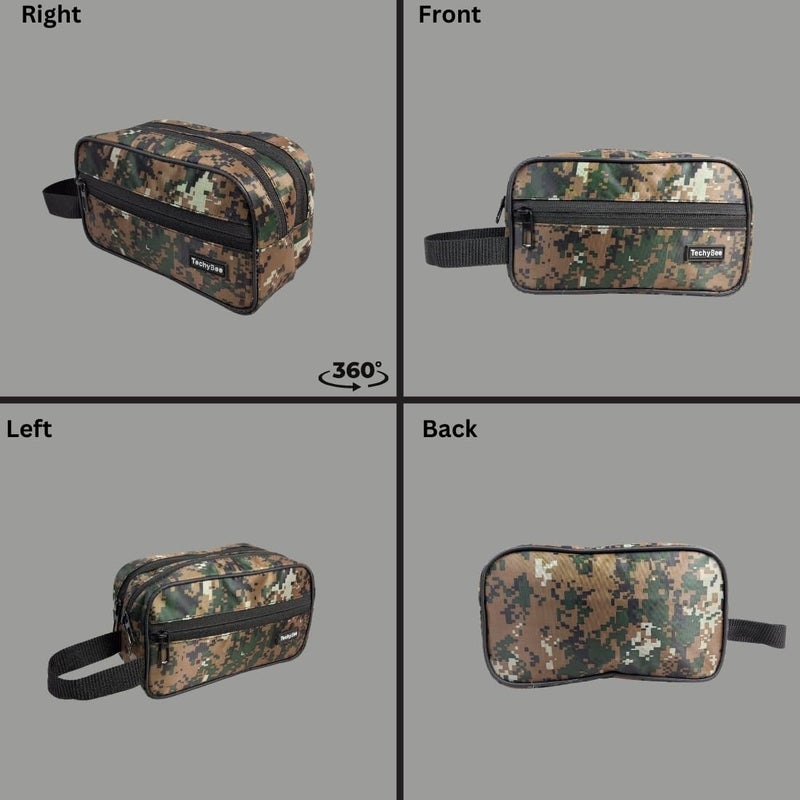Techbee TECHYBEE Travel Polyester Toiletry Bag for Men & Women, Travel Pouch for Toiletries Shaving Kit & Cosmetics, Water Resistance Pouch for Travel Accessories (Militry Green) - Image 4