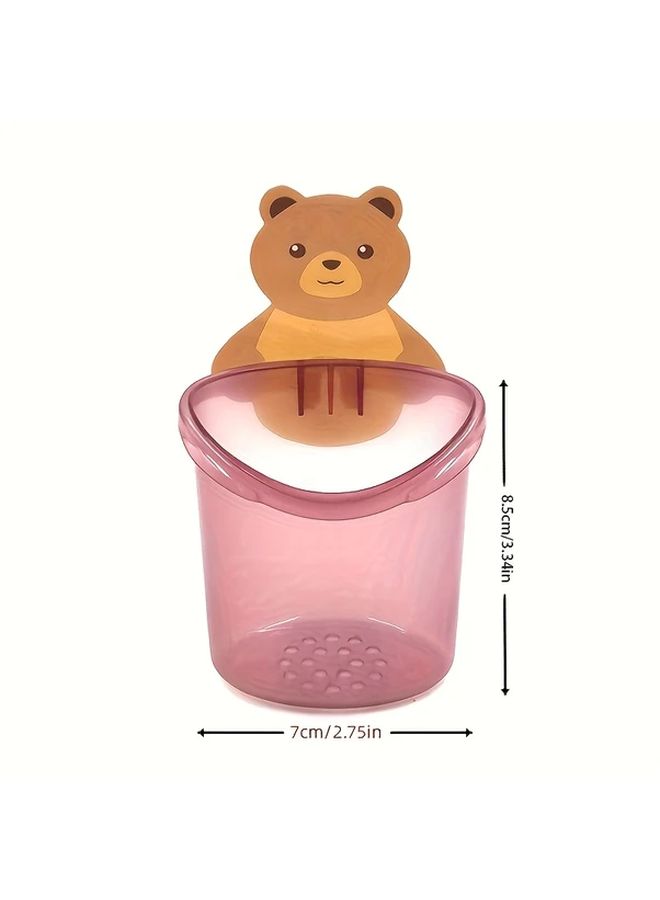 2 Bear Storage Rack Toothbrush Holder No Drill Wall Mount Bathroom Organizer - Image 3