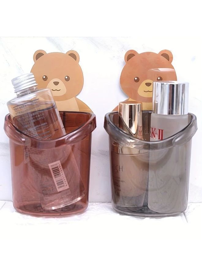 2 Bear Storage Rack Toothbrush Holder No Drill Wall Mount Bathroom Organizer - Image 1
