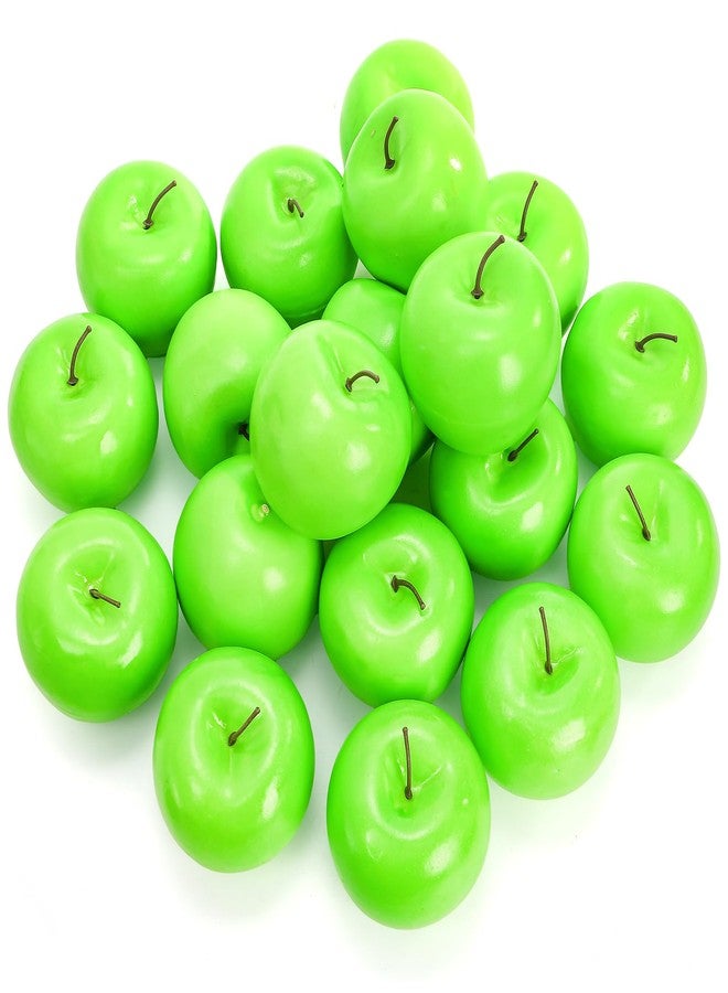 ZEAYEA 20 Pcs Artificial Green Apples, Decorative Plastic Fake Apple Model, Realistic Lifelike Simulation Apples Fruit for Photography Props, Kitchen, Wedding, Home, Party Decoration - Image 1