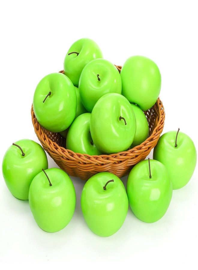 ZEAYEA 20 Pcs Artificial Green Apples, Decorative Plastic Fake Apple Model, Realistic Lifelike Simulation Apples Fruit for Photography Props, Kitchen, Wedding, Home, Party Decoration - Image 5