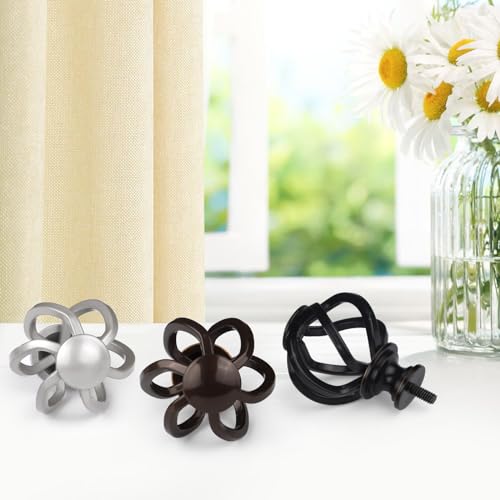 USFOOK 2 Pack Curtain Holdbacks Decorative Window Drapery Tiebacks 2 Pack1 Pair Curtain Tie Back Hooks for Wall with Antique Silver Twisted Cage Finials 345 L x 535 W - Image 3
