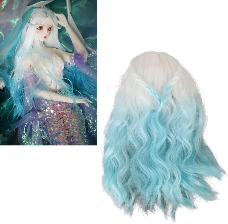 RASTKY 1/6 Doll Wig Gradient Curly Style High Elasticity for Doll Making Hair Replacements DIY for 1/6 High Temperature Fiber (Gradient Blue) - Image 5