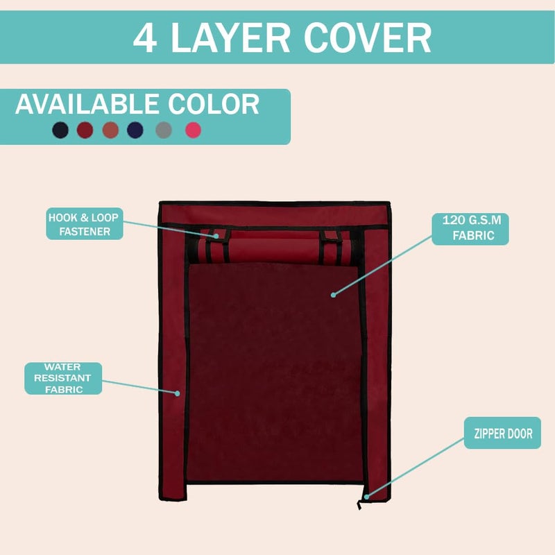 PHILOSHOP PHILOSHOP Cover for Shoe Rack Home Only for 4Layer Portable Foldable Shoe Stand Non Woven Zipper Fabric Cover - Image 4