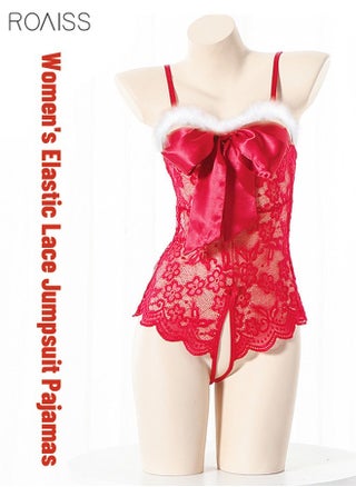 Women's Lace Patchwork Pajamas Lovely Bowknot and Fluffy Decoration on the Chest - pzsku/Z49D84C80B19F3CF52734Z/45/_/1729306762/25a3cdf9-a7d7-433a-a2b8-7e64bea243e5