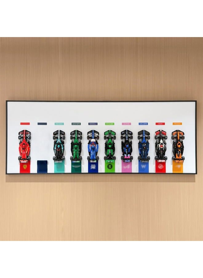 iLuane Display Wallboard for LEGO Speed Champions Ultimate Formula 1 Collector's Pack 66802, Holds 10 Cars on One Frame, Adult Collectibles F1 Wall Mount, Home or Office Décor (No Car Included) - Image 1