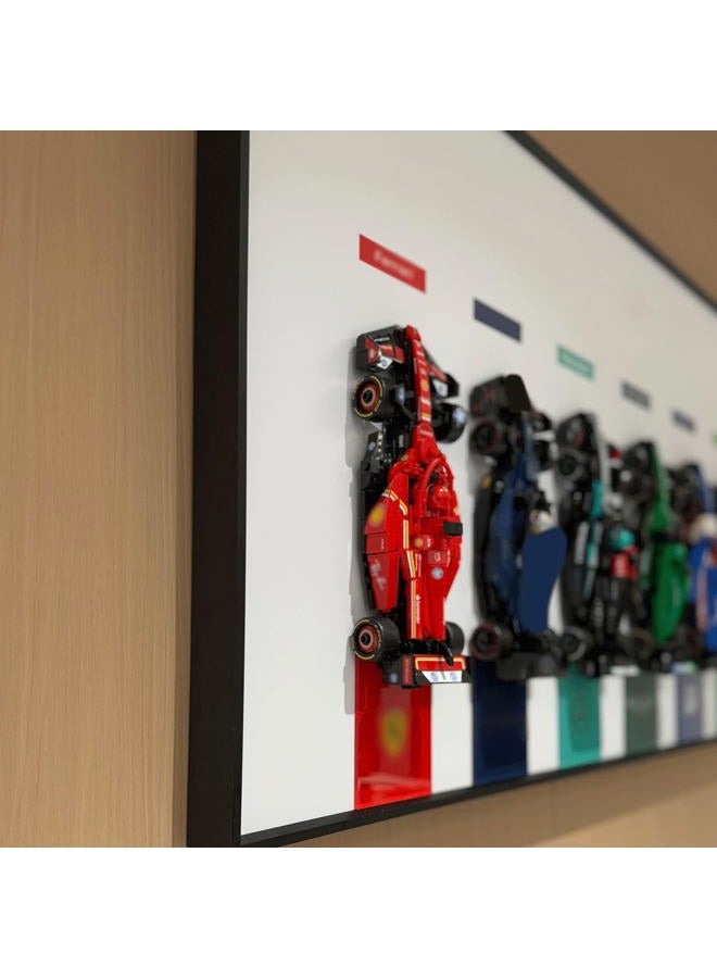 iLuane Display Wallboard for LEGO Speed Champions Ultimate Formula 1 Collector's Pack 66802, Holds 10 Cars on One Frame, Adult Collectibles F1 Wall Mount, Home or Office Décor (No Car Included) - Image 2