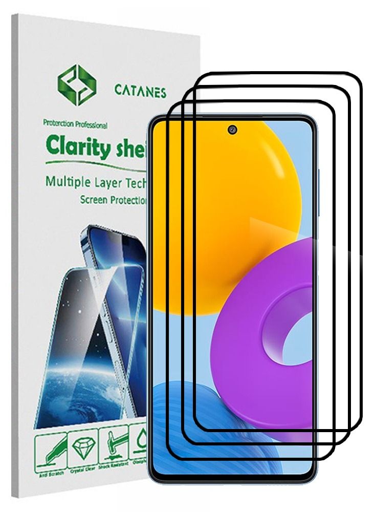 CATANES 3 Pack For Samsung Galaxy M52 5G Screen Protector Tempered Glass Full Glue Back - Image 1