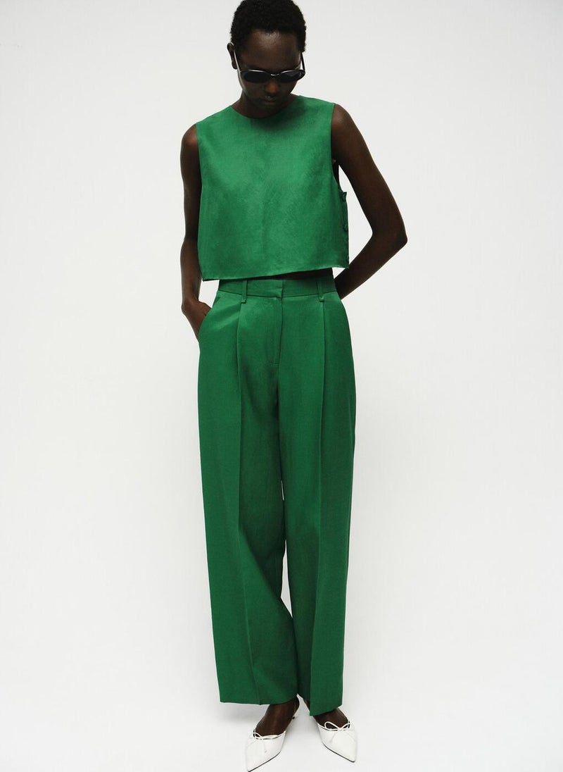 MANGO Straight-fit linen-blend suit trousers - Image 1