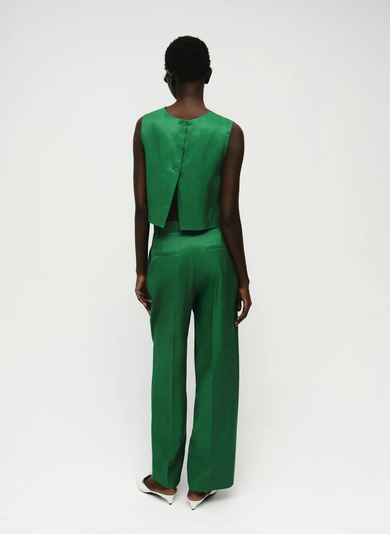 MANGO Straight-fit linen-blend suit trousers