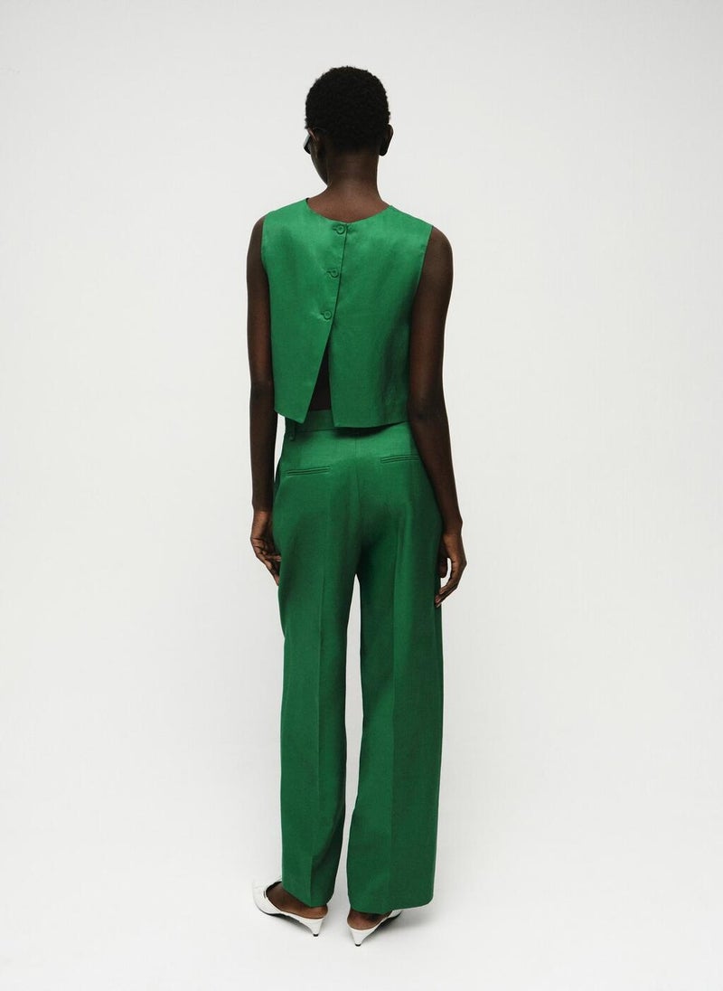 MANGO Straight-fit linen-blend suit trousers - Image 2