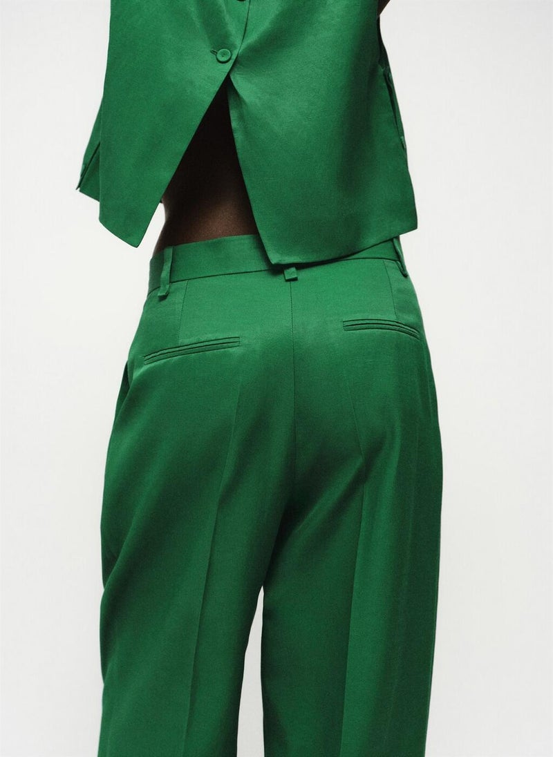 MANGO Straight-fit linen-blend suit trousers - Image 4