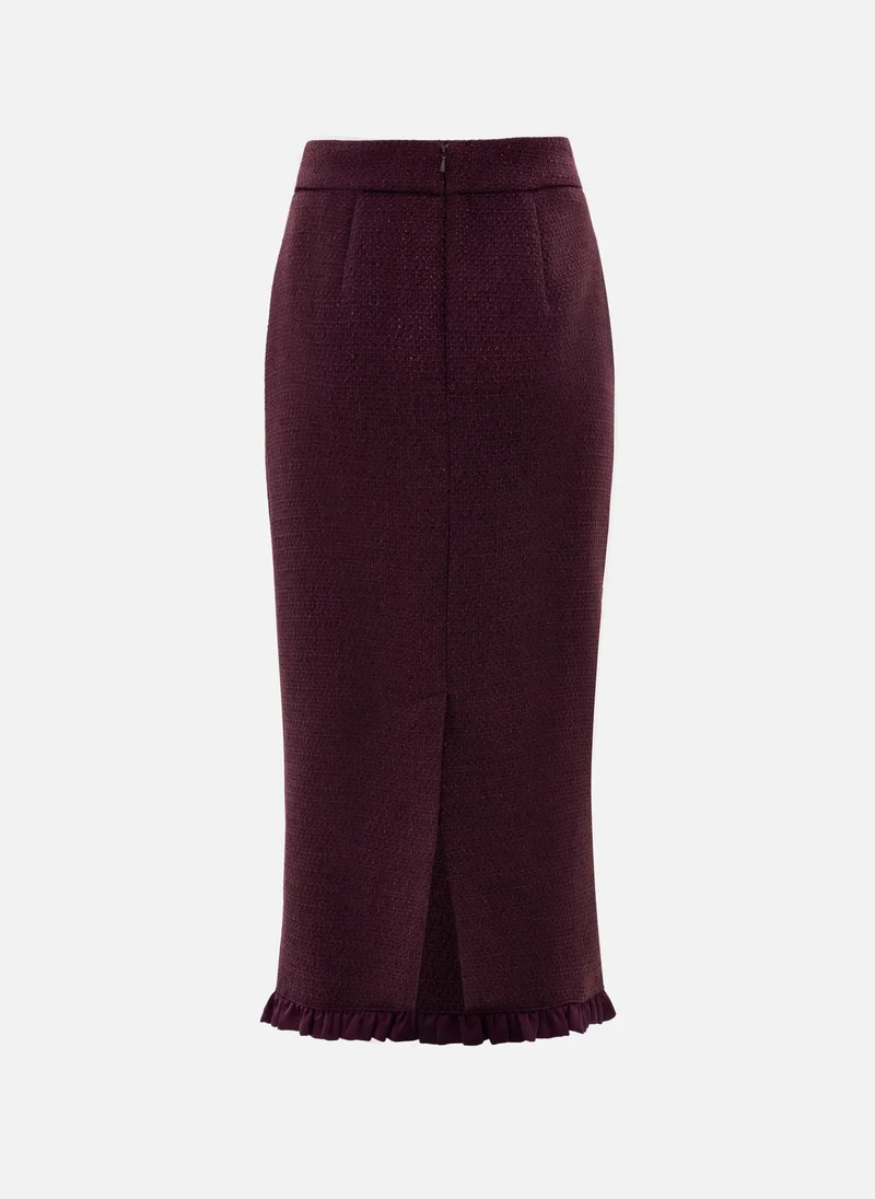 Lichi  Straight-cut tweed midi skirt with ruffles for Women | Best Price UAE