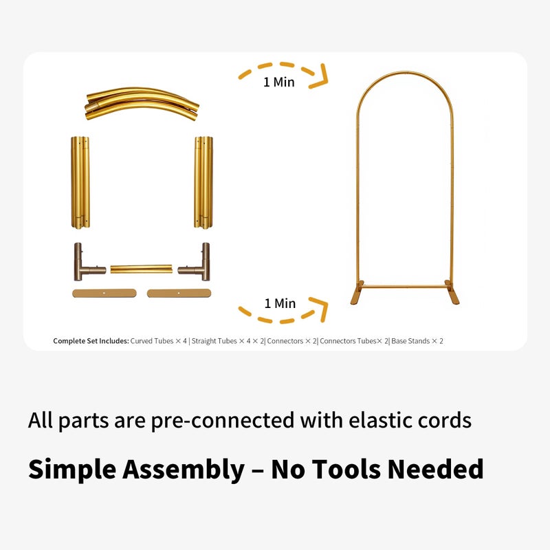 Romlits Quick Assembly Aluminum Alloy Arch Backdrop Stand, Lightweight & Sturdy for Weddings, Baby Showers & Birthday Parties, 6FT x 2.7FT Balloon Frame with Elastic Cord Design - Image 5