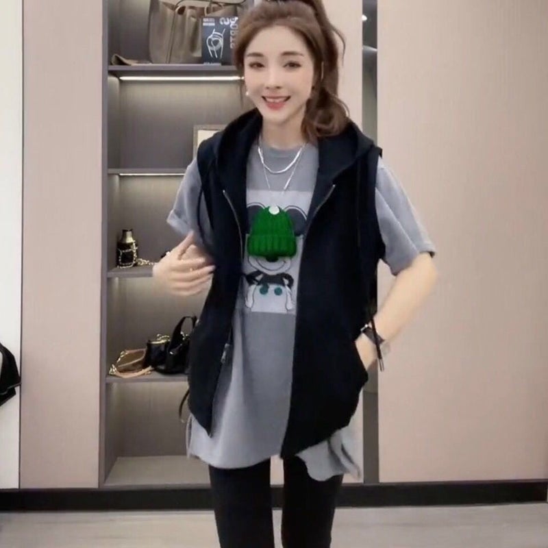 Women'S T-Shirt Thickened Brushed Half-Sleeve T-Shirt Loose Oversized Mid-Length Short-Sleeve Top Women'S Fashion - Image 2