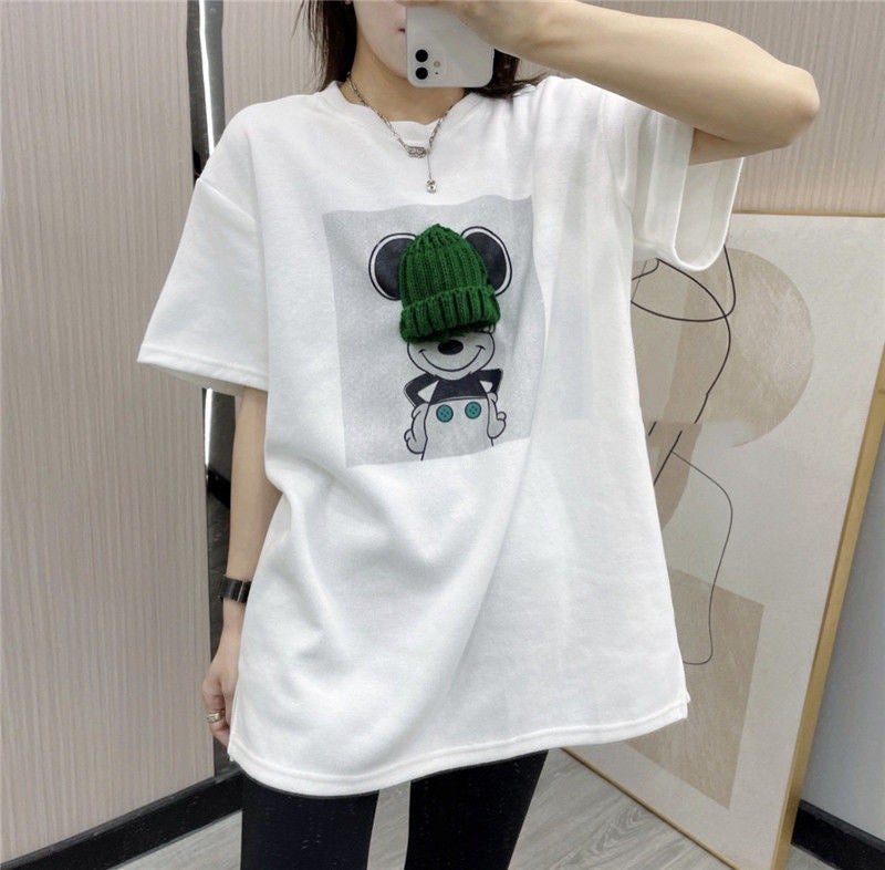 Women'S T-Shirt Thickened Brushed Half-Sleeve T-Shirt Loose Oversized Mid-Length Short-Sleeve Top Women'S Fashion - Image 1