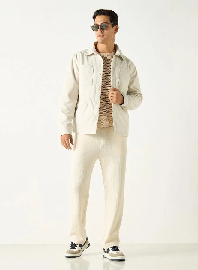 Iconic Iconic Solid Jacket with Long Sleeves and Pockets