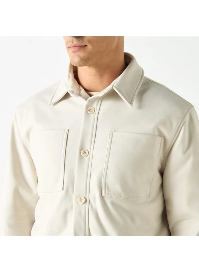 Iconic Iconic Solid Jacket with Long Sleeves and Pockets