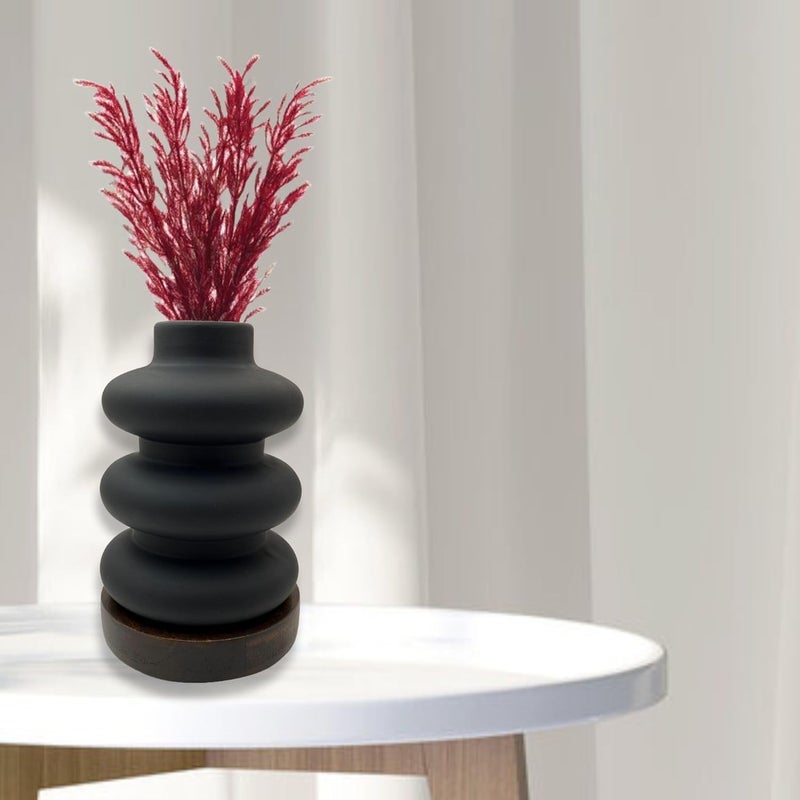 Earthly Edges Earthly Edges Premium VasesSpiral vase with StandBlack6 