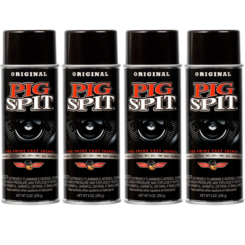 Pig Spit Original for Use on Motors, Transmissions, Vinyl and Black Plastic Trim Components and Tires, 9 oz, 4-Pack - Image 1