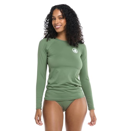 Body Glove Women's Standard Sleek Solid Long Sleeve Rashguard with UPF 50+, Smoothies Cactus, Large - Image 5