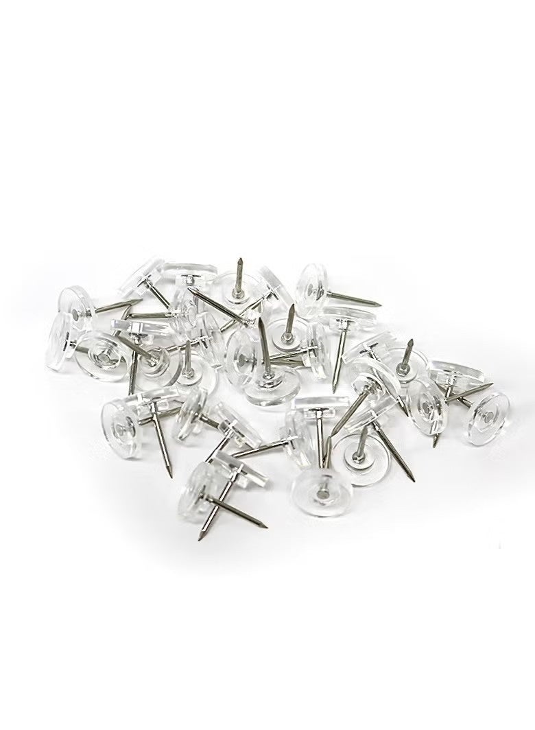 (100 Pieces) Round Clear Push Pins for Cork Board, Transparent Round Shaped Thumb Tacks Plastic Decorative Push Pins for Posters, Office, Photo Maps, School, Classroom Supplies - Image 2