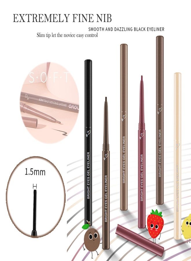Aaiffey 2 Pcs Light Brown Gel Eyeliner,Glitter Colored Eyeliner Pen Waterproof Soft and Smooth Glide Eye Liners Gel with High Pigment Quick-Dry Buildable Long Lasting (03#+06#) - Image 3