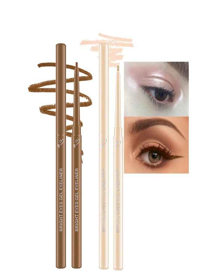 Aaiffey 2 Pcs Light Brown Gel Eyeliner,Glitter Colored Eyeliner Pen Waterproof Soft and Smooth Glide Eye Liners Gel with High Pigment Quick-Dry Buildable Long Lasting (03#+06#) - Image 1