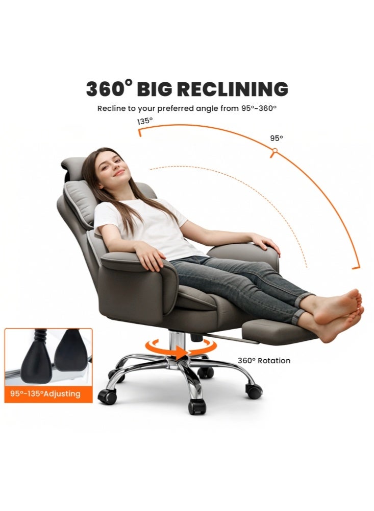 GGEROU Ergonomic Office Chair with Adjustable Height, Comfortable Computer Desk Chairs, Task Chair for Study, Gaming and Long Sitting Grey - Image 3