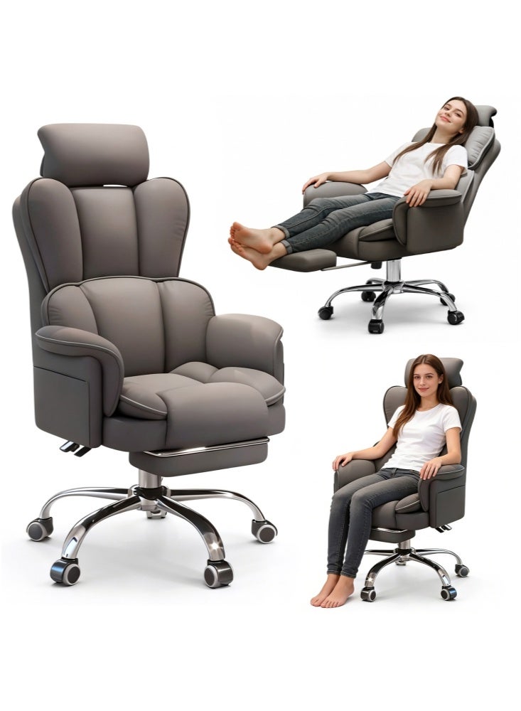 GGEROU Ergonomic Office Chair with Adjustable Height, Comfortable Computer Desk Chairs, Task Chair for Study, Gaming and Long Sitting Grey - Image 1