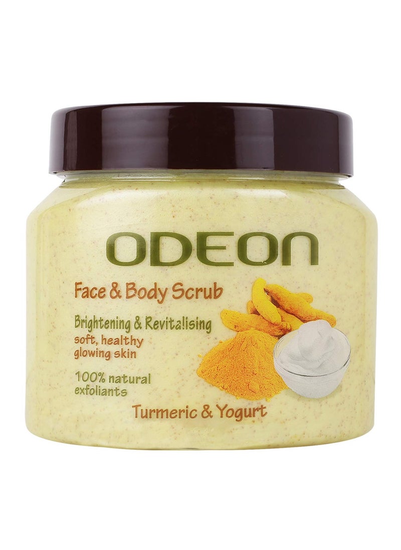 Odeon - ODEON Turmeric and Yogurt Body Scrub (300ml) Face Scrub for Acne Prone Skin Gentle Exfoliating Scrub Reduce Dark Spots Face Scrub for Natural Skin Brightness and Revitalization - Image 1