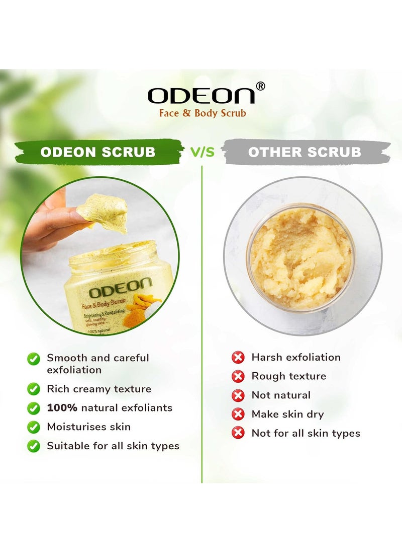Odeon - ODEON Turmeric and Yogurt Body Scrub (300ml) Face Scrub for Acne Prone Skin Gentle Exfoliating Scrub Reduce Dark Spots Face Scrub for Natural Skin Brightness and Revitalization - Image 1