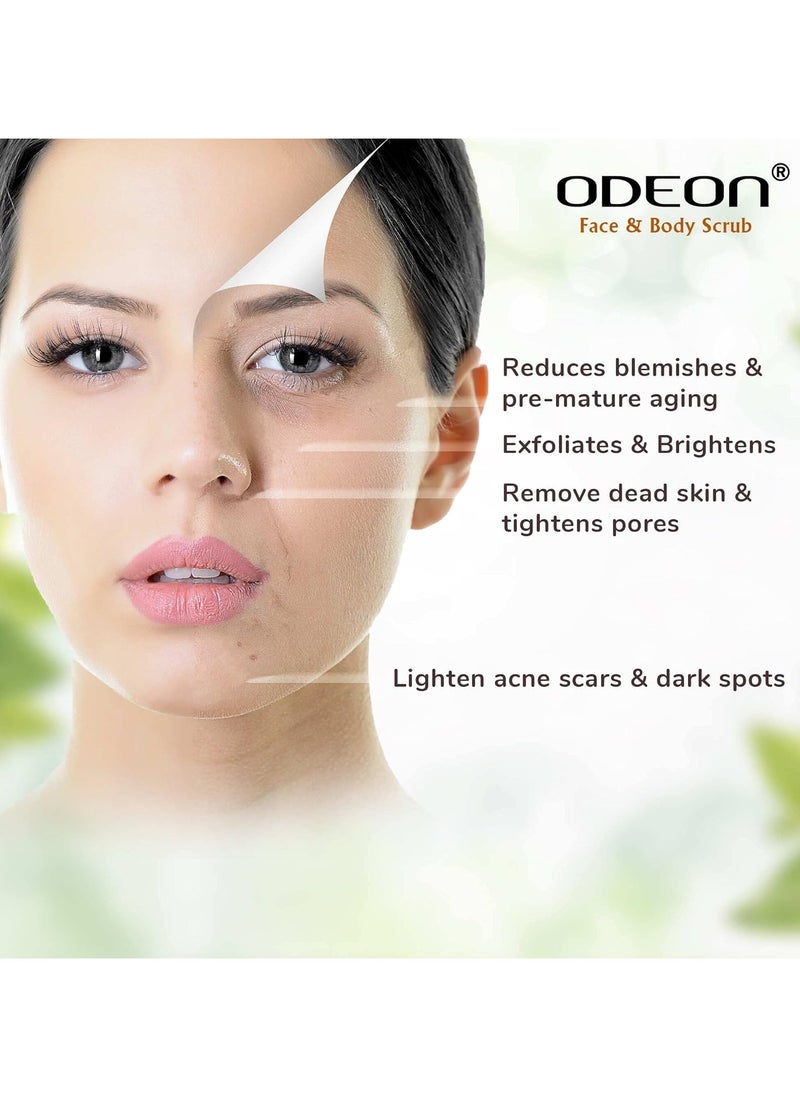 Odeon - ODEON Turmeric and Yogurt Body Scrub (300ml) Face Scrub for Acne Prone Skin Gentle Exfoliating Scrub Reduce Dark Spots Face Scrub for Natural Skin Brightness and Revitalization - Image 1