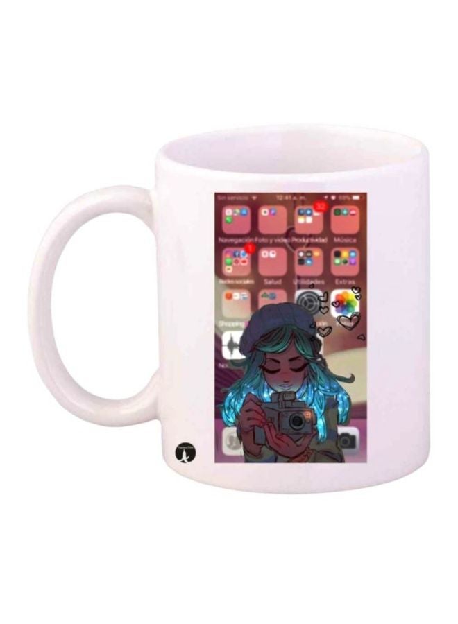 RYN A Girl Printed Coffee Mug White/Red/Blue