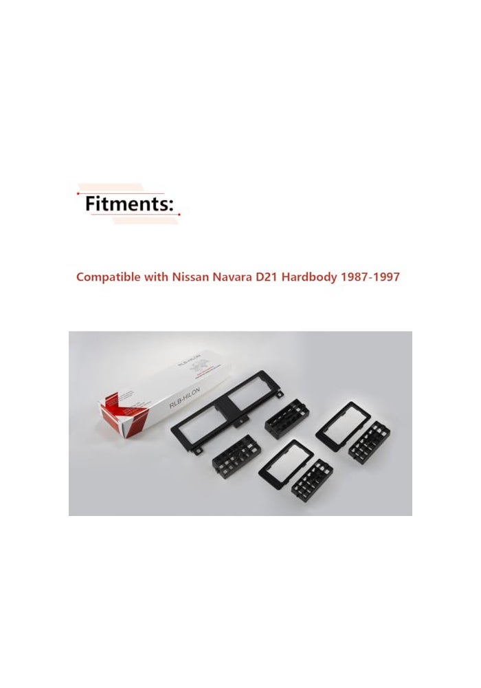 RLB-HILON RLBHILON Dashboard Heater Air Vent Grille Set Compatible with Nissan Navara D21 Hardbody Pickup 1986 to 1997 Year Black Color - Image 3