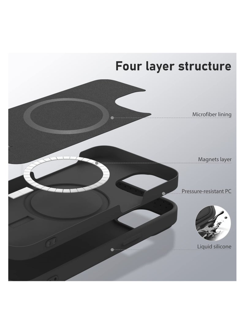 Aookay For iPhone 15 Pro Max Case Compatible with Magsafe, Silicone Magnetic Case with Slide Camera Cover, Slim CamShield Silky Case for iPhone 15 Pro Max , Black  - Image 2