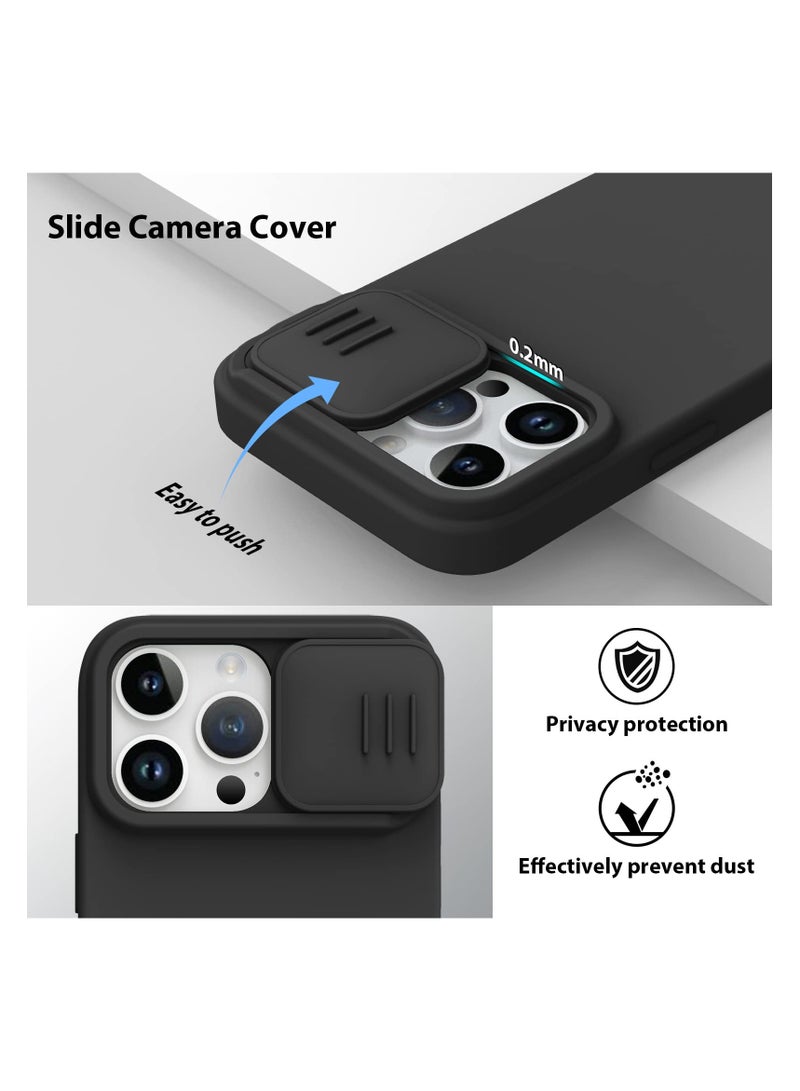 Aookay For iPhone 15 Pro Max Case Compatible with Magsafe, Silicone Magnetic Case with Slide Camera Cover, Slim CamShield Silky Case for iPhone 15 Pro Max , Black  - Image 4
