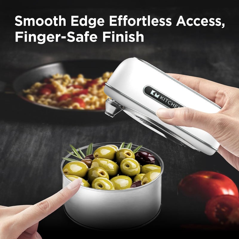 Kitchen Mama Orbit One Rechargeable Electric Can Opener: Hands-free, USB-C Charging, Automatic Stop, Smooth Edge, Safety, Blade for Large Cans, Heavy Duty, Soda and Pop Can, with Storage Box (White) - Image 5