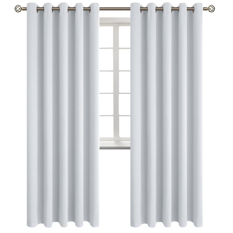 BGment Room Darkening Curtains 84 Inches Long - Grommet Thermal Insulated Drapes Window Treatment Curtains for Bedroom  2 Panels  70 x 84 Inch  Greyish White - Image 1