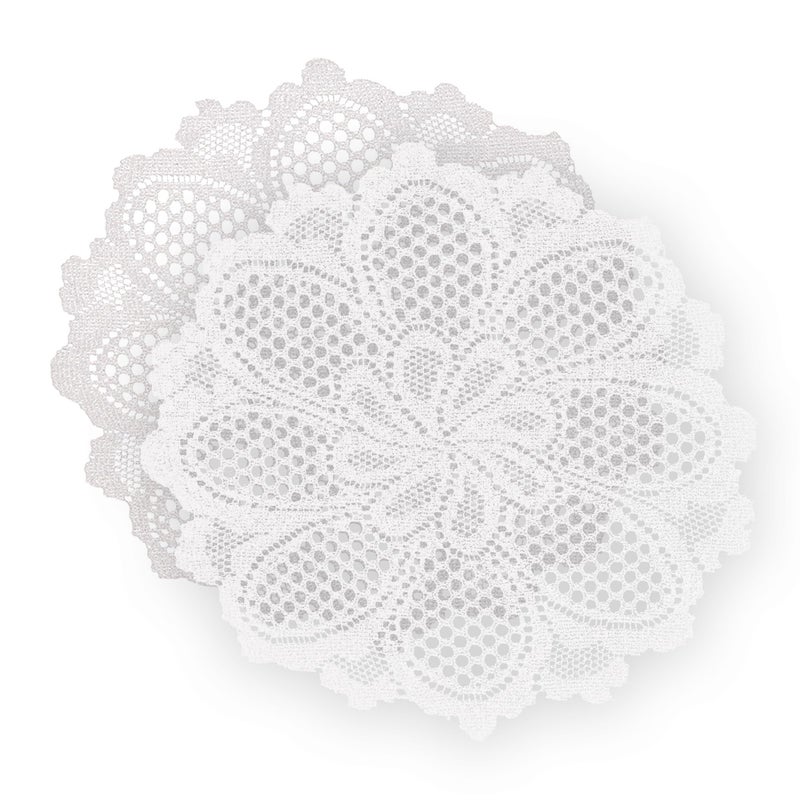 Jayla 2 Pcs Round Lace Placemats for Tables Embroidered Vintage Crochet Floral Lace Table Runner Vintage Wedding, 15" - Image 1