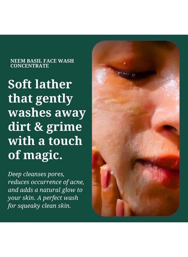 Rustic Art - Organic Neem Basil Face Wash Concentrate | Anti Acne (Pimples), Sulphate, Paraben Free Cleanser For Women & Men | Suitable For Teenagers | 50G (Pack Of 1) - Image 1
