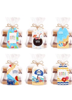 Generic 60 Pack Summer paper Hawaill Tags Summer Vacation Paper Tags with 66ft Cotton Rope for Summer Hawaii Theme Party Favor, Present Wrap Gift Label Package Decors  - Image 2