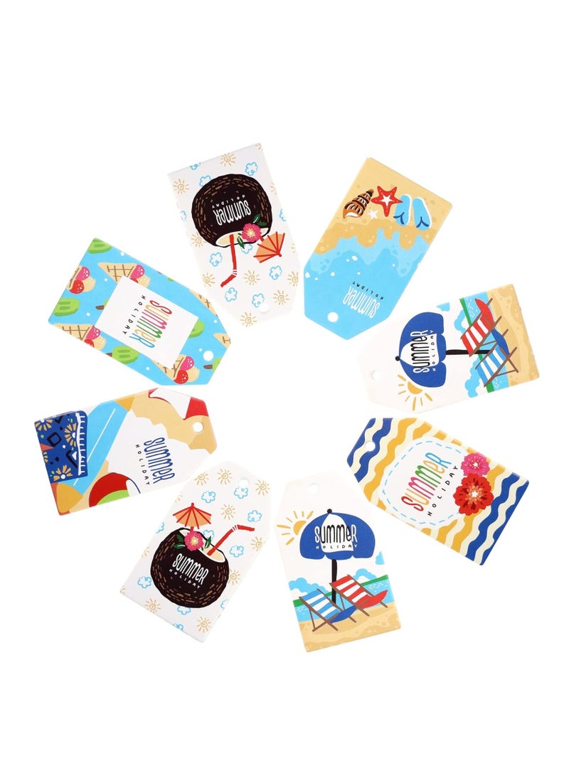 60 Pack Summer paper Hawaill Tags Summer Vacation Paper Tags with 66ft Cotton Rope for Summer Hawaii Theme Party Favor, Present Wrap Gift Label Package Decors - Image 5